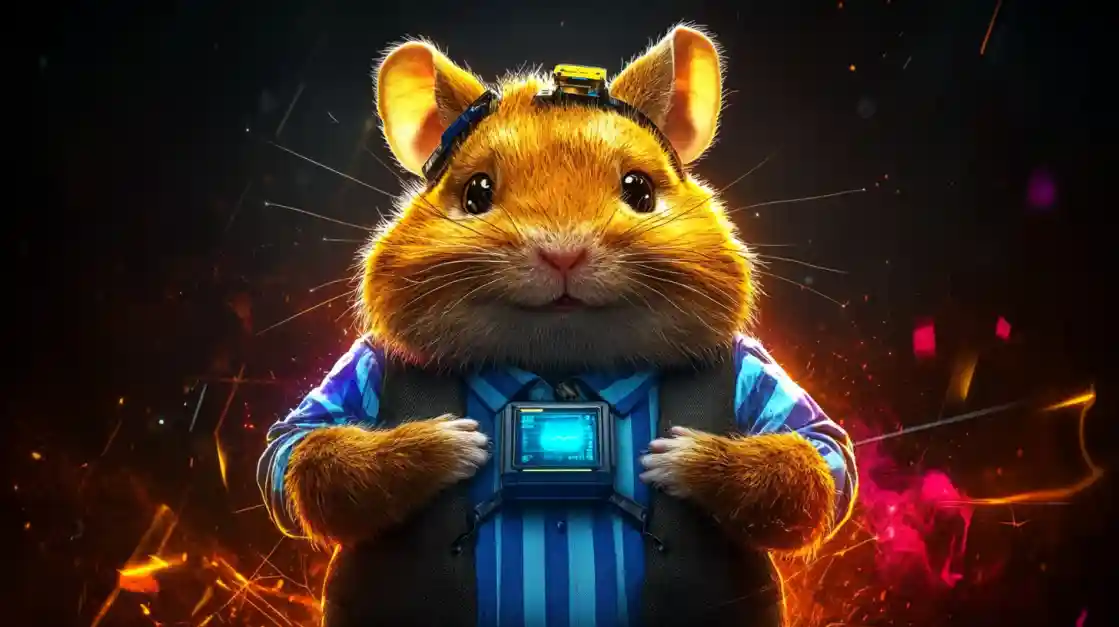 A cute and tech-savvy hamster character wearing a vest and a headset, with a friendly expression, representing the playful and innovative spirit of cv444.